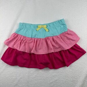 Cynthia Rowley Skort Girls M 7/8 Pink Blue Tiered Ruffle Skirt Shorts Bow NWT